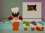 The boys interacting with Chef in "Cartman Gets an Anal Probe"