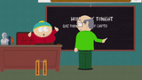 Cartman crapping on Mr. Garrison's desk to get detention to avoid the fight in "Breast Cancer Show Ever".