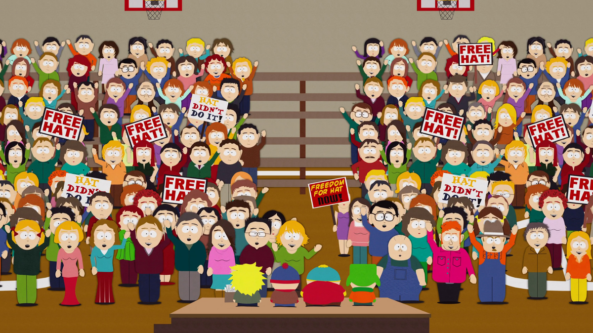 Why was this the thumbnail for Worldwide Privacy Tour. Kyle never took his hat off in the episode. : r/southpark