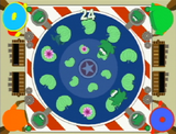 A screenshot from the "Frog Toss" minigame.