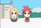 Nekane and Natsumi drawn in a style similar to South Park