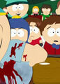 Clyde worrying over a beaten up Cartman.