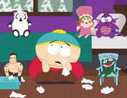 Cartman cries to his stuffed toys including Clyde Frog in "1%".