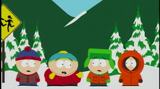 Cartman tells the Aristocrats joke to the other boys at the bus stop.