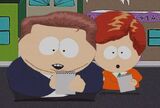 Reporter Cartman with Reporter Kyle high on cough medicine to get ideas in "Quest for Ratings".