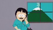 Randy Marsh au téléphone au Centre d'activité sismique.