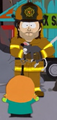 Kurt as a fireman, rescuing Milly's cat.