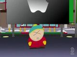 Cartman angry at God for having his HUMANCENTiPAD taken away.