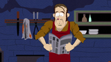 Joe Gargery with a metal newspaper.