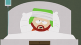 Kyle in the hospital after finding the real Left-Hand killer in "Cartman's Incredible Gift".