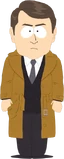 茶色の上着を着た男性