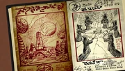 Une page du livre représentant une  et un rituel de culte.