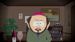 あごの中心に真っすぐ生えたひげが下唇よりも上方に突き出ている。