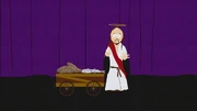 Jesus führt sein Brot und Fisch Wunder vor.