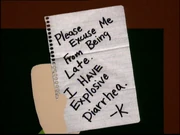 "Entschuldigung, dass ich zu spät gekommen bin. Ich habe explosiven Durchfall