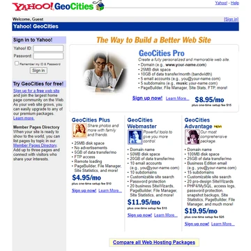geocities website web page search