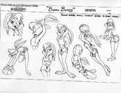 This is early art that shows Lola's resemblance to Tiny Toon Adventures' Babs Bunny.