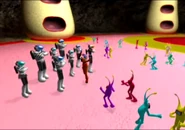 Ulala and Morolians celebrating after she freed the Morolians from brainwashing.