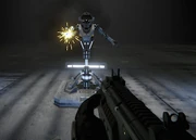 Engineer shooting at targetting dummy