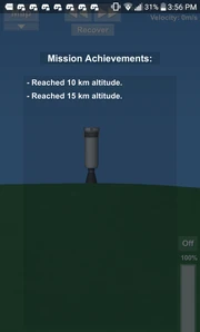 A landed lander, alongside with a list of achievements.