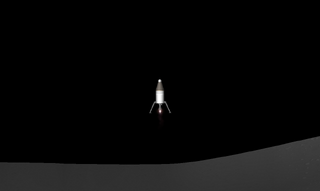 A lunar lander landing on the moon