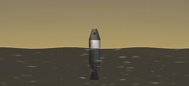 A rocket floating in one of Titan's oceans.