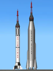 Mercury-Redstone sitting beside a Mercury-Atlas
