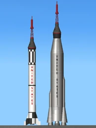 A Mercury Redstone and a Mercury-Atlas.