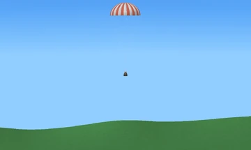 A capsule landing on Earth from orbit