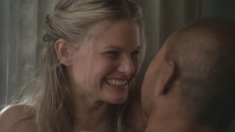 With Rhaskos, before he leaves to free Naevia from the mines.