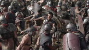 Spartacus fights in the final battle.