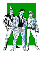 Promotional art of Snake Oiler, one of his goons and Delila by Jerome K. Moore.