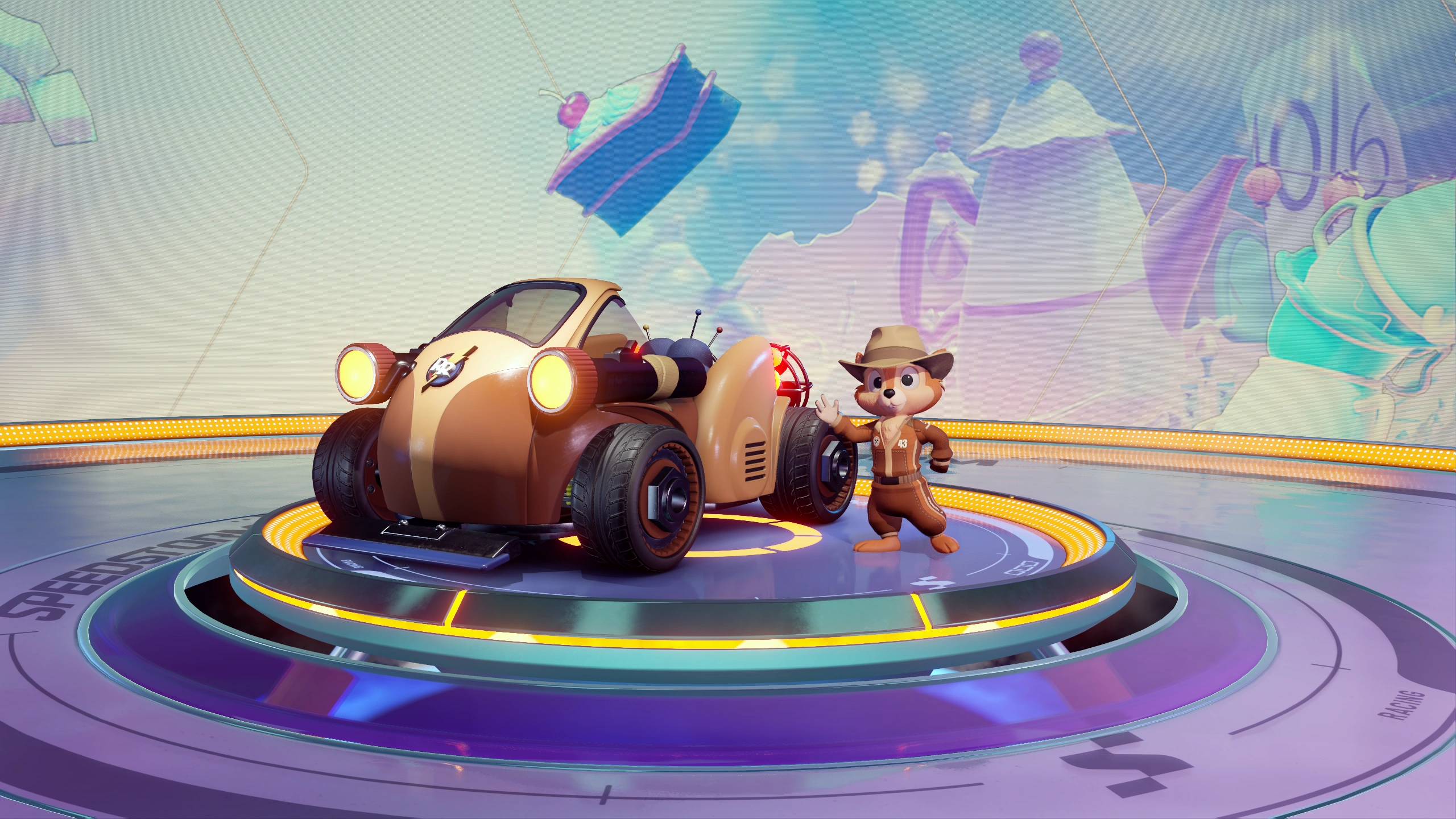 Chip (Rescue Rangers) on the Racer Select screen in Disney Speedstorm