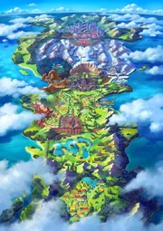 The Galar Region, home of the Galarian forms.