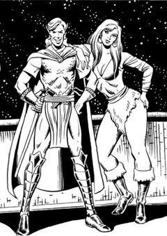 The elven pirate Tal Gilgalad and his human companion Lara Mooncrow