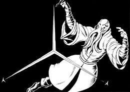 The illithid historian Estriss with a Juna "star-helm"