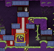 The room in Eggplant World containing the entrance to the Ghist Shop. The entrance is hidden behind the block boxed in yellow.