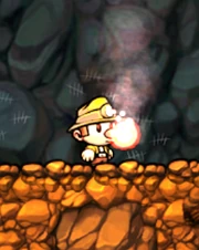 Spelunker holding a Flare in Spelunky HD