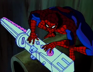 Spider-Man taking the Neogenic Recombinator from the Lizard