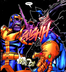 Wolverine corta el brazo de thanos