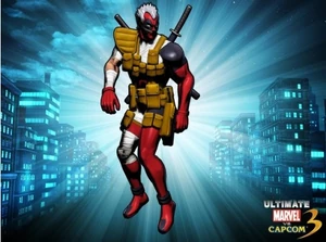 Deadpool in his "Cablepool" alternate in Ultimate Marvel vs. Capcom 3