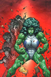 Jennifer (Earth-616) transforming in the She-Hulk