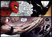 Anti-Venom befriends Spider-Man.