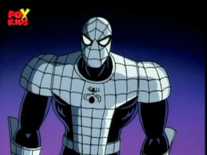 The alternate armored Peter Parker (Spider-Man) in Spider Wars: Part 2