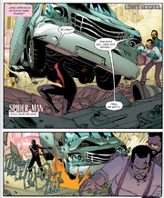 Miles morales levanta un camion