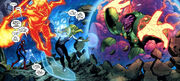 Peter (Earth-1610), Iceman (Earth-1610), Human Torch (Earth-1610) & Invisible Woman (Earth-1610) vs a unknown creature