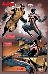 Kaine combatiendo a Wolverine uno de los mejores artistas marciales del mundo