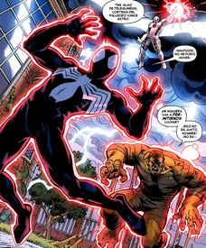 Regent derrotando a Spider-Man y al Hombre de Arena