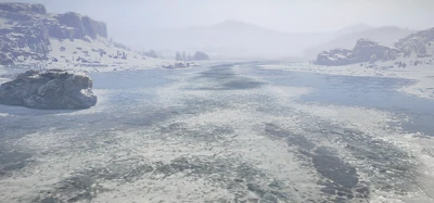 A river covered in breakable ice