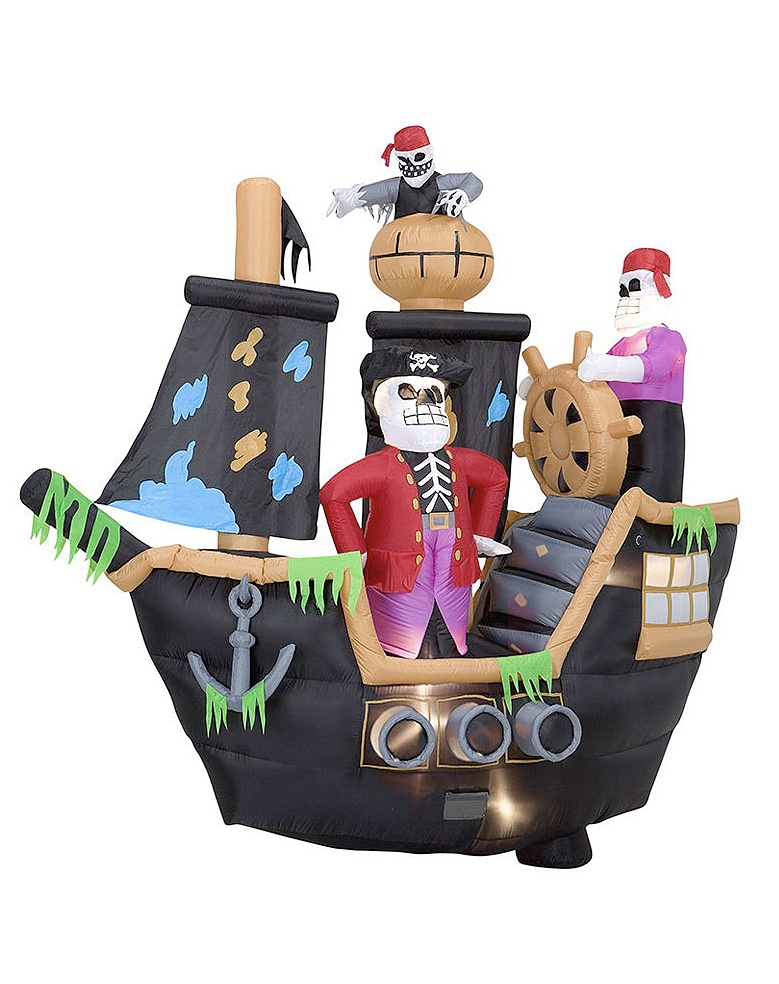 Airblown Inflatable Pirate Ship with Skeleton and Sound